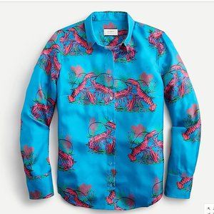 J. Crew 100% Silk Shirt in lobster print NWT